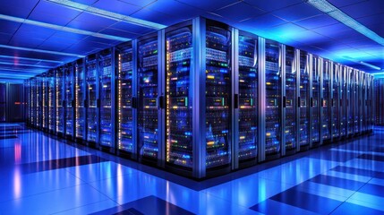 Poster - Illuminated Server Racks In Modern Data Center