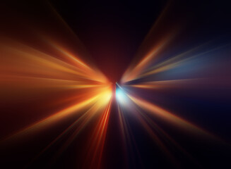 Poster - golden colour motion blur light tails on black background