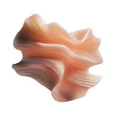 Poster - Organic ribbed 3D shape. Distorted pale pink peachy organic sculpture isolated. Ai generated
