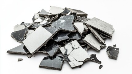 Poster - Abstract composition of shattered fragments showcasing a mix of black and white stones with a polished surface, perfect for artistic and design-focused projects
