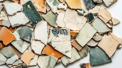 Poster - Colorful Fragments of Vintage Tiles and Paint Chips as a Background Texture for Creative Design or Artistic Projects