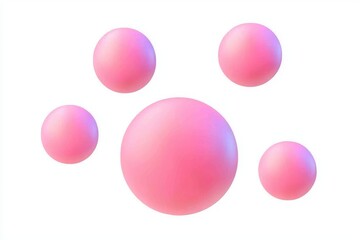 Poster - Realistic abstract spheres, shiny plastic balls on a pink living coral background, created in 3D.