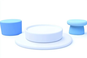 Poster - An abstract 3D render showcasing a white podium and a plain white background, ideal for product presentation.