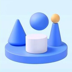 Poster - 3D rendered still life showcasing geometric objects.