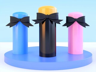 Poster - A premium design showcasing a 3D abstract black minimalist background with cut cylinder blocks, isolated objects, and fashionable futuristic elements in a simple, clean style.