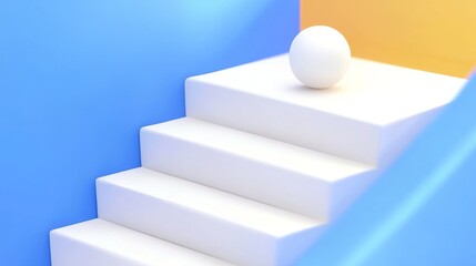 Poster - A minimalistic geometric product setting on a podium with a white abstract background, minimal interior lighting, and abstract gray room, created using 3D rendering.
