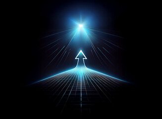 Aufkleber - light beam upward arrow against black background