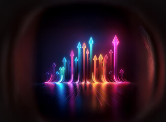 Aufkleber - light beam upward arrow against black background