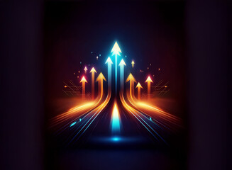 Aufkleber - light beam upward arrow against black background