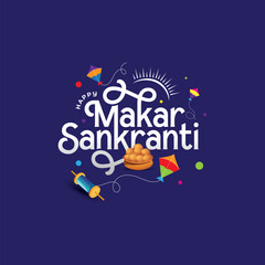 Happy Makar Sankranti Festival Background Design Template Illustration