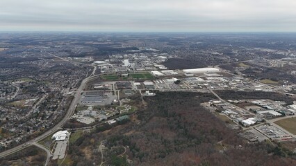 Wall Mural - Aerial view of city with shopping center