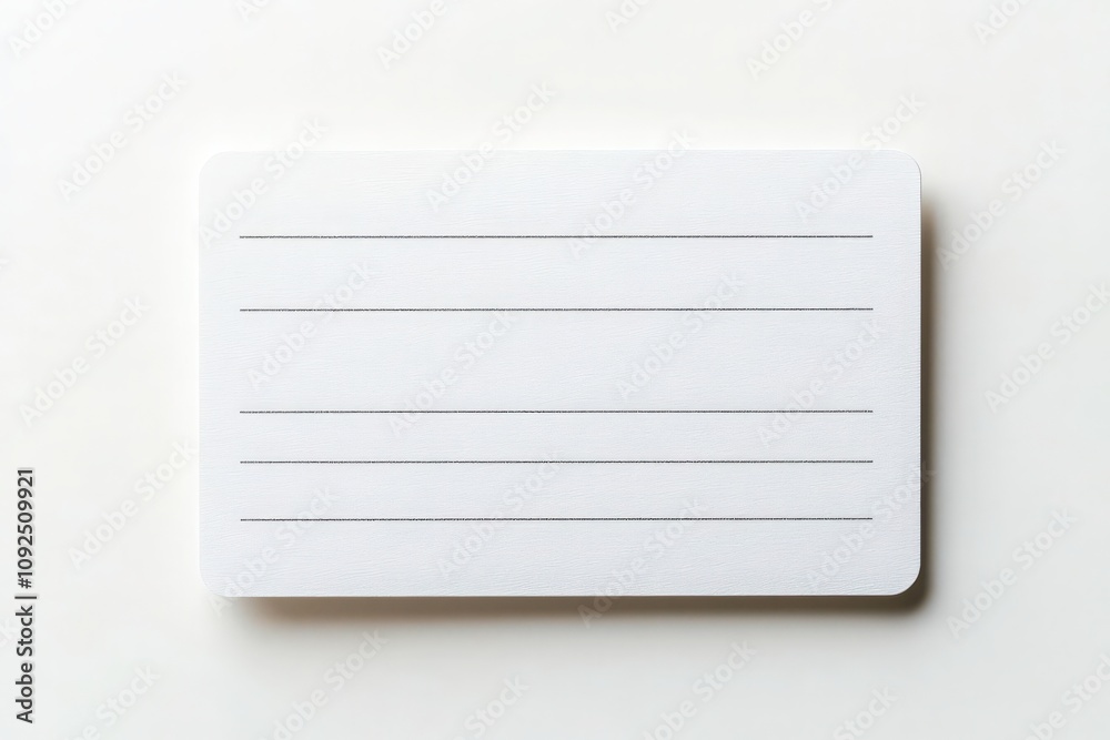 A blank index card lays on a light surface, prepared for writing notes or reminders, ideal for studying, planning, or organizing thoughts in various settings.