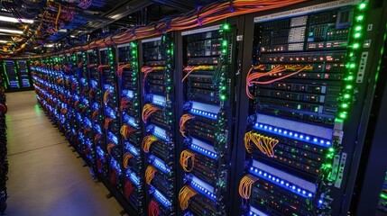 Poster - Illuminated Server Racks In Modern Data Center