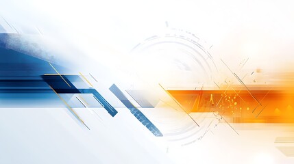 Poster - Abstract Digital Technology Background with Blue and Orange Geometric Shapes