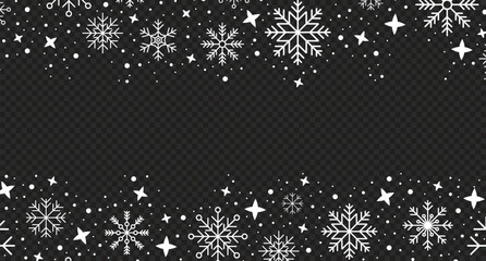 Wall Mural - abstract snowflake border. snowflakes pattern. snowfall repeat backdrop. winter holidays theme. back
