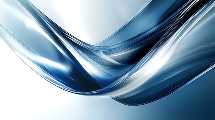 Poster - Abstract Blue and White Swirling Liquid Metal Design