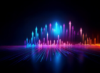 Aufkleber - Vibrant colour of light arrows on black background