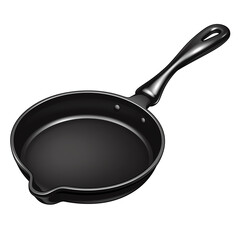 Aufkleber - black frying pan with long handle, isolated on white background, perfect for cooking. pan features smooth surface and spout for easy pouring, ideal for kitchen use