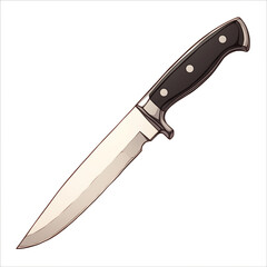 Aufkleber - sharp kitchen knife with black handle isolated on white background, showcasing its sleek design and functionality. Perfect for culinary tasks and food preparation
