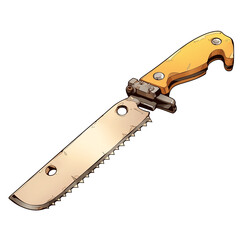Aufkleber - detailed illustration of saw knife with wooden handle and serrated blade, isolated on white background. tool is designed for precision cutting, showcasing craftsmanship and utility