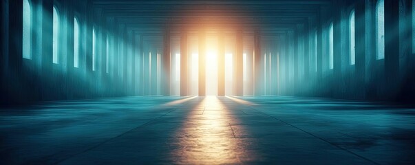 Poster - Illuminated hallway with dramatic lighting and shadows.