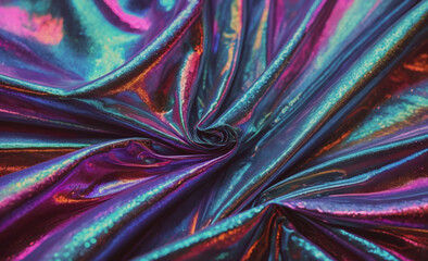 Poster - piece of fabric with a purple and blue color. it is shiny and has a shiny texture