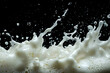 © Ashraf - Close-up of beer foam splashing against a deep black backdrop. 4k image