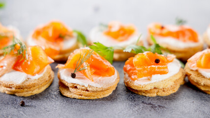 Wall Mural - canape with cream and smoked salmon