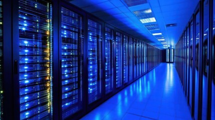 Poster - Illuminated Server Racks In A Modern Data Center
