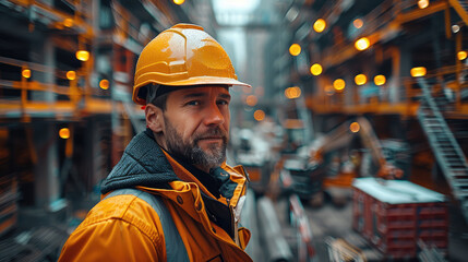 Fototapete - Engineer in a large construction site.