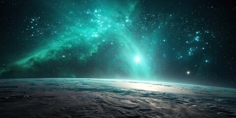 Wall Mural - ethereal teal light filling a cosmic space, expansive, light, airy, ambient