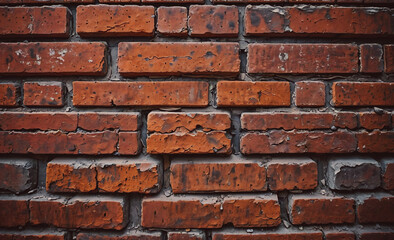 Poster - Brick wall with a few missing bricks. The wall is brown in color. The bricks are not in a perfect line
