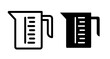 © Raj - Measuring cup Icon set in black filled and line.