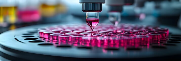 Leinwandbilder - A high-tech robotic arm carefully manipulating microscopic components and molecular structures in a state-of-the-art scientific laboratory,showcasing the latest advancements in precision engineering.