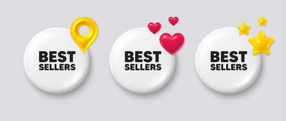 Poster - best sellers tag. white button with 3d icons. special offer price sign. advertising discounts symbol