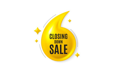 Poster - Offer 3d quotation banner. Closing down sale. Special offer price sign. Advertising discounts symbol. Closing down sale quote message. Yellow quotation comma banner. Vector