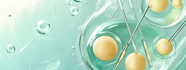 Aufkleber - Abstract representation of scientific elements, featuring bubbles and spherical shapes.