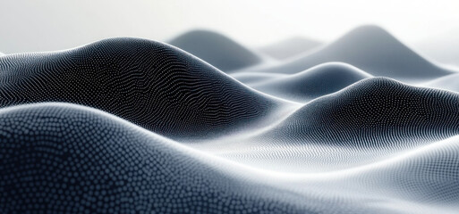 Poster - Digital waves undulate in a grayscale dreamscape, a minimalist abstract rendering of flowing data