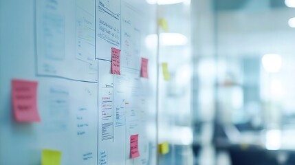 Poster - Whiteboard with Handwritten Notes and Sticky Notes for Project Planning