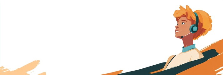 Poster - A digital illustration of a person wearing a headset, suggesting communication or support.