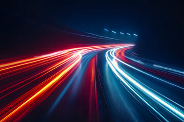 Poster - cars lights on the road at night time. timelapse, hyperlapse of transportation. motion blur, light t
