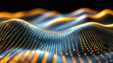 Poster - Abstract representation of waves with glowing dots and lines, suggesting data visualization.