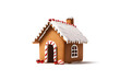 © Zape - A single gingerbread house decorated with icing and candy in a cute, simple style. Gingerbread house vector.