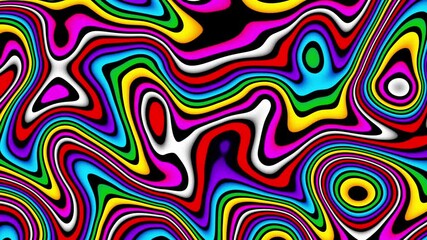 Fototapete - Groovy psychedelic loop background for banner design. Retro 60s 70s psychedelic pattern. Modern wave retro abstract design. Rainbow 60s, 70s