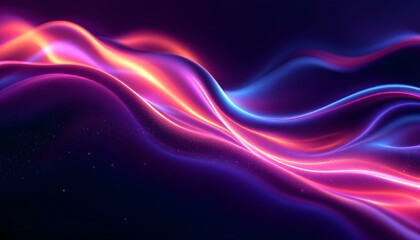 Fototapete - Abstract dark holographic iridescent neon background fluid liquid glass curved wave in motion 3d render. 3D render of an abstract futuristic background with a holographic glass texture and colorful