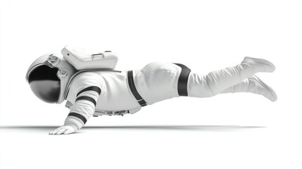 Aufkleber - A white-suited astronaut floats in a zero-gravity position, symbolizing space exploration.