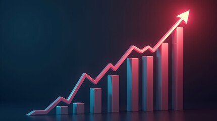 Poster - Illustration showcases a chart symbolizing growth and achievement with bold lines and vivid graphic elements