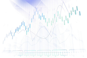 Poster - Transparent financial charts featuring candlestick graphs and line movements on a white background. Represents finance, stock market, and business trends