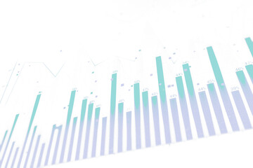 Poster - Abstract bar and line chart with percentages shown in a minimalistic design on a white background. Represents data analysis and business statistics