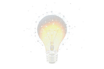 Poster - A glowing lightbulb with network nodes overlay on a white background. Represents creativity, ideas, and innovation in a clean, isolated format